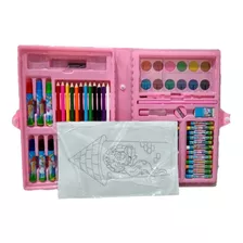 Kit Maleta Escolar Pintura 68 Peças Canetinha Estojo Meninas