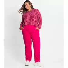 Calça Wide Leg Plus Size Secret Glam Rosa