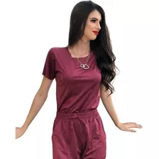 Conjunto Feminino Calça Jogger Blusa Manga Curta Fashion