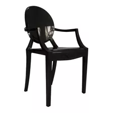 Cadeira Ghost Com Braço De Polipropileno Preto