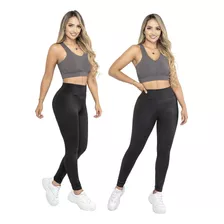 Combo X2: Leggins Deportivos Tiro Alto Licra Larga Control 