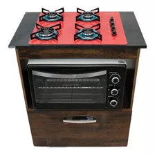 Kit Balcão Salvia Ipê Cooktop 4 Bocas E Forno Elétrico 48l 