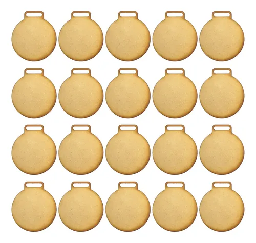 Medalla Para Armar En Mdf 5cm Circulo X30 Unidades Marrón Claro