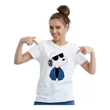 Playera Snoppy Lentes Chamarra Personaje Animado. Blanco D/c