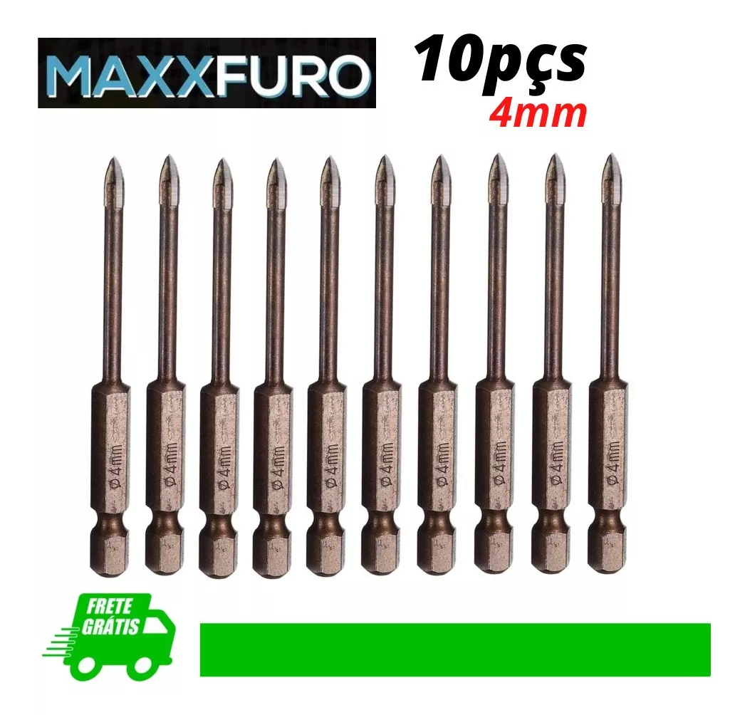Broca Maxxfuro 4mm Indestrutível Universal Fura Tudo 10pc