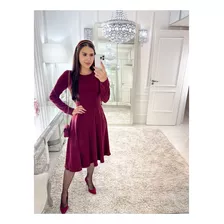 Vestido Godê Midi Inverno Manga Longa Moda Evangélica