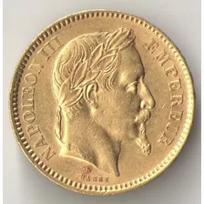 França 20 Francos Napoleao Iii 1864 Ouro 6,45 Gr Au 900