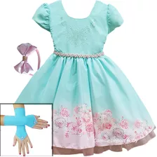 Vestido Infantil Floral Daminha Formatura Com Kit Completo