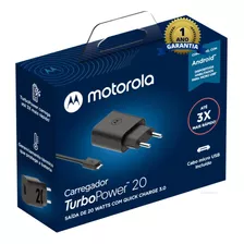 Carregador Original Motorola Moto G6 Play Turbo Power Anatel