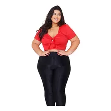 Cropped Plus Size Neusa Manga Justa Rosa Soul