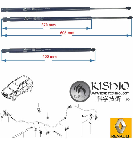 2 Amortiguadores Cajuela 5a Pta Renault Duster 12-20 60.5 Cm Foto 5