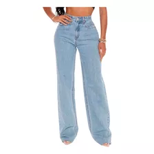 Calça Jeans Wide Leg Feminina Pantalona Flare Lycra Premium