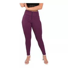 Calça Legging Feminina Montaria Canelada 3d Ziper Modeladora