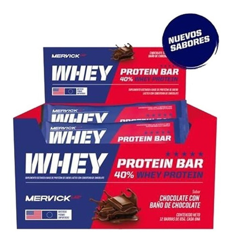  Suplemento En Barra Mervicklab  Whey Protein Bar Carbohidratos Sabor Chocolate En Caja De 780g 12 Un