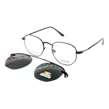 Oculos Com Grau Armação Clip-on Hexagonal Lente Anti Reflexo