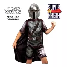 Fantasia Infantil Mandaloriano Star Wars Com Capa E Mascara