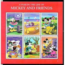 #19133 Disney Donald Mickey Y Amigos Minihoja Ghana Mint