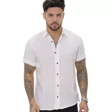 Camisa Social Masculina Linho Premium Branca