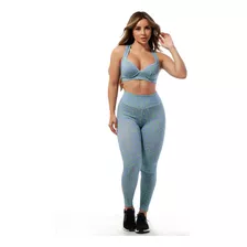 Kit 3 Conjunto Calça Legging E Top Com Bojo Roupa Feminina