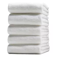 5 Toallas Baño Completo Blanca 90x150 Cm 100% Algodón 750 Gr Color Blanco Liso