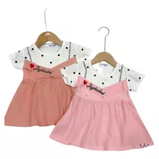 Vestido Para Niñas Verano Lunares Y Falda Mod Ah-279