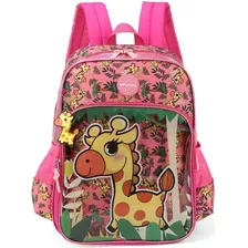 Mochila Escolar De Costas Luxcel Up4you Girafa Pink Cor Rosa Tamanho Único