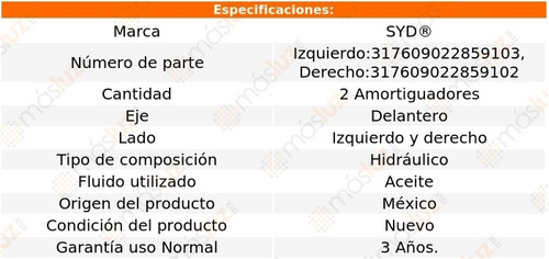 2- Amortiguadores Hidrulicos Delanteros Mdx 2007/2012 Syd Foto 2