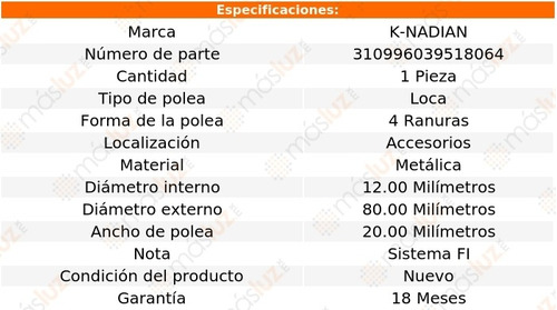 Polea 4 Ranuras Metalica Volvo 760 V6 2.8l 87 K-nadian Foto 3