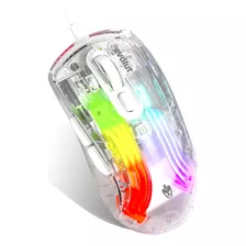 Mouse Gamer Optico Jogo Transparente Led Rainbow Rgb 7200dpi