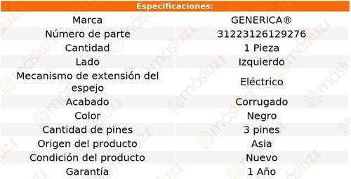 Espejo Izq Elect Corrug 3 Pines Gmc Canyon 04/12 Generica Foto 2