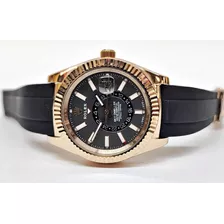 Reloj Rol Sky Dweller Oro Rosa/negro De Caucho 41 Mm Automat