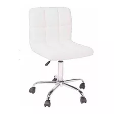 Silla Cubos Office Blanca Pu - Blanco Y Cromo