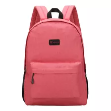 Mochila Feminina Rosa Nylon Casual Leve Escolar