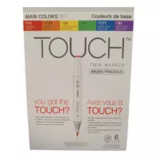 Set Marcadores Touch Twin Brush 6 Colores Básicos Shinhanart