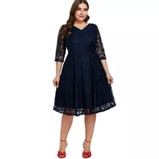 Vestido Moda Plus Size Renda Civil 36 Casamento Festa Rodado