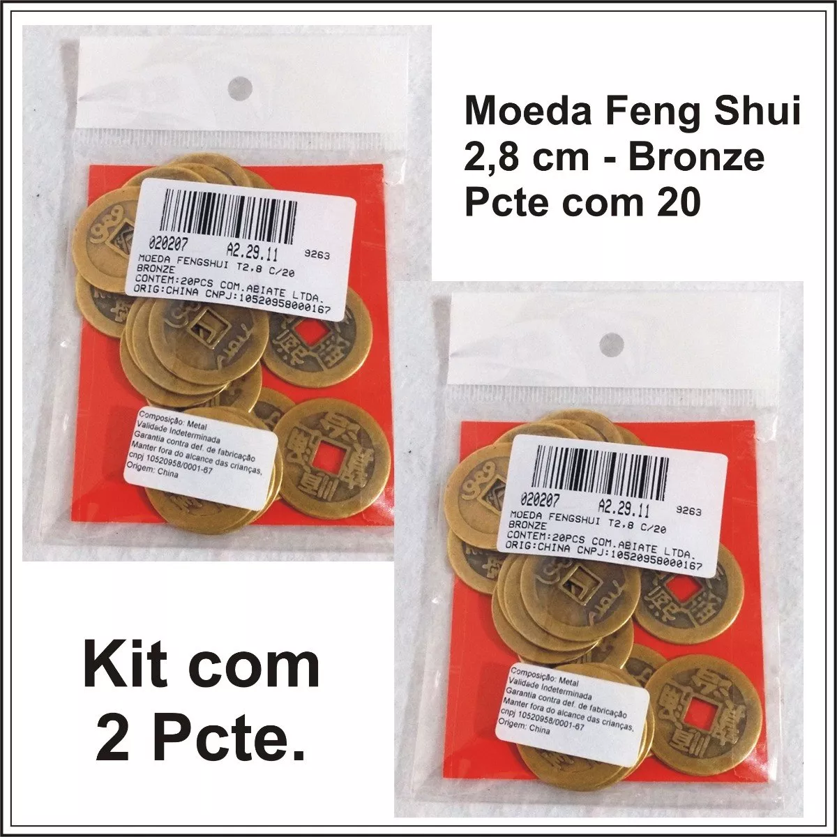Moeda Feng Shui E I Ching 2,8 Cm 2 Pacote C/ 20 - Importado