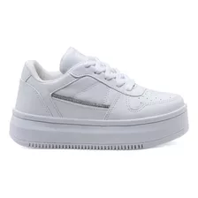 Tênis Sneaker Feminino Sola Alta Moderno Recortes Novidade