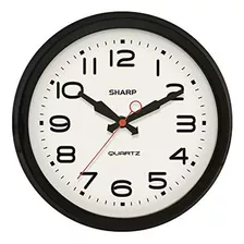 Reloj De Pared Retro Sharp, Diseño Negro Vintage, Redondo, S