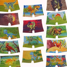 Kit 10 Cueca Infantil Estampada Dinossauro Elástico Embutido