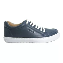 Zapatilla Hombre Cuero Azul Base Eva A