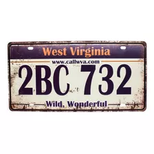 Placa Carro Antiga Decorativa Metálica West Virginia 414-47