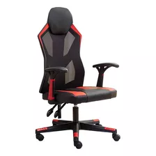 Silla Gamer Daza 6019blkred Reclinable Ergonomica Negra Y Roja Tapizado Cuero Apoyabrazos Respaldo Transpirable