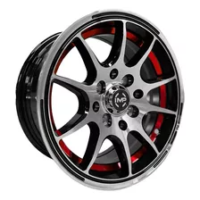 Paquete 4 Rines 13 8x100/114.3 Bmf Red Cut Matiz Tsuru