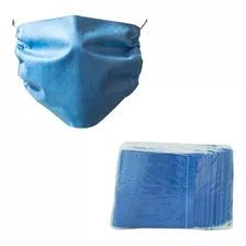Cubreboca Azul Doble Capa Liso Desechable 100 Pz Enviogratis