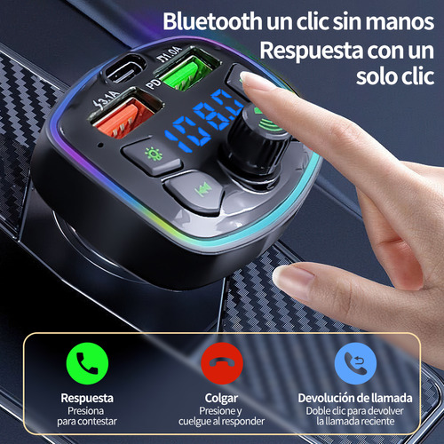 Cargador Micro Transmisor Fm Bluetooth Usb Para Auto Estreo Foto 3