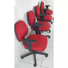 Cadeiras Escritório(04 Un) Giratória Vermelha Plus/flexform