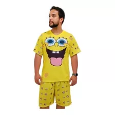 Pijama Curto Masculino Bob Esponja (adulto Infantil)