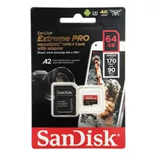 Cartão Memória Sandisk Extreme Pro Micro Sdxc 64gb 170mbs A2