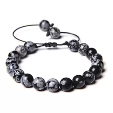 Pulsera De Obsidiana Para Caballero Ajustable