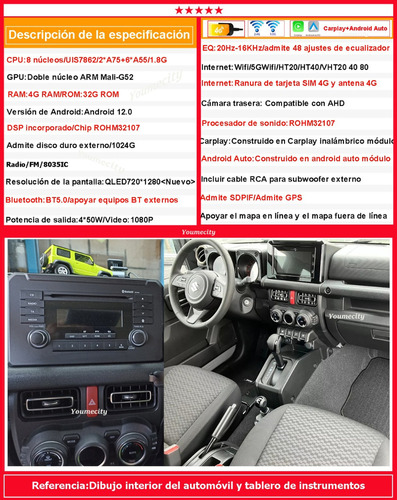 Auto Radio Estreo Android Gps Para Suzuki Jimny 2021-2023 Foto 5